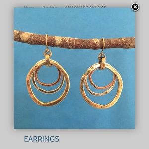 NWT HANDMADE EARRINGS from OF EARTH AND OCEAN, Burnished Circles, Copper, Brass
